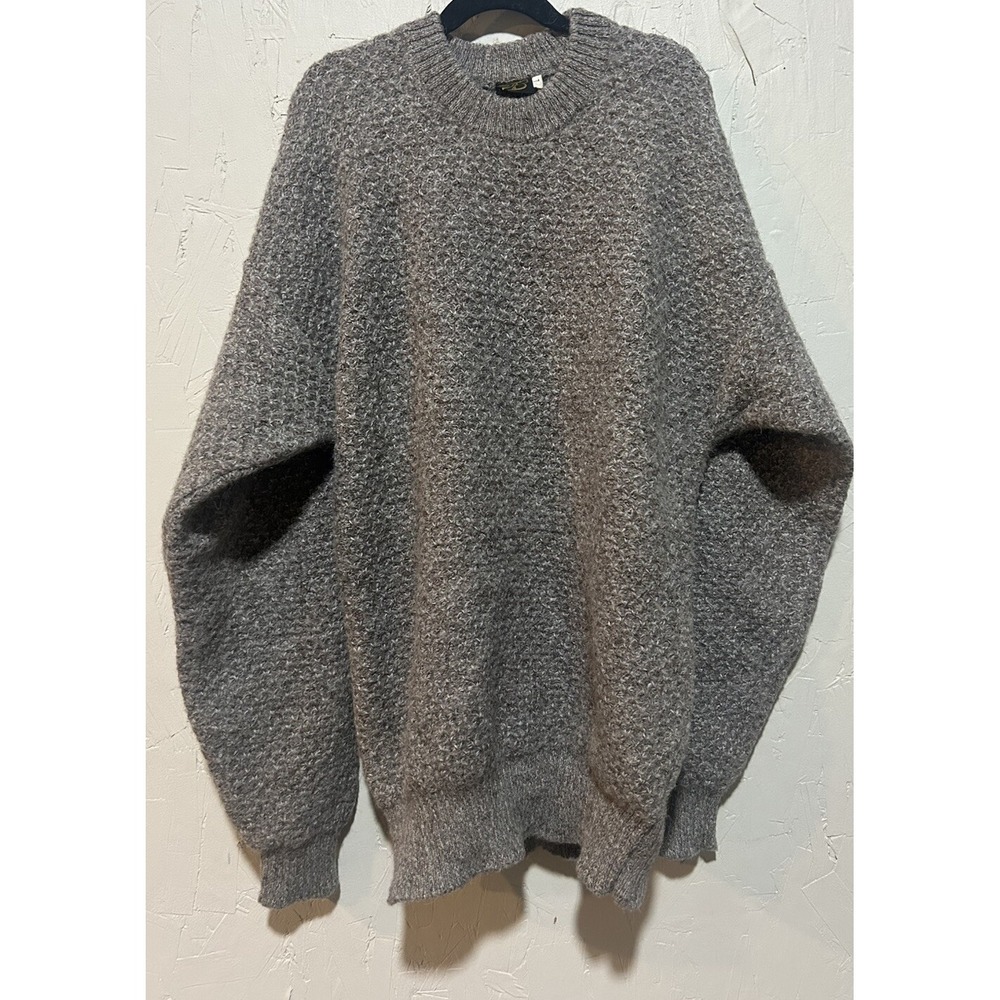 Vintage 100% Alpaca LB Pullover Sweater Made Peru Crewneck Beautiful Brown